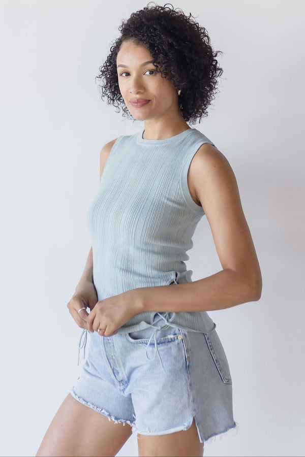 Estefania Lace Up Linen Knit Tank