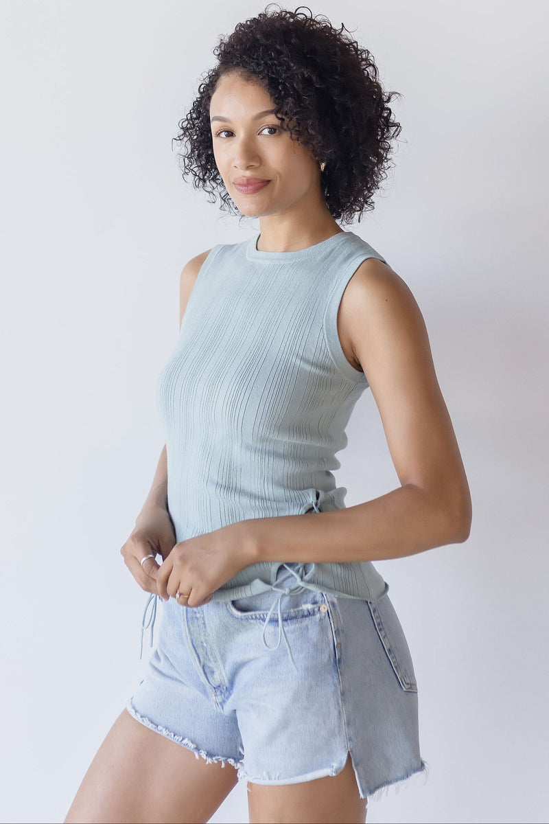 Estefania Lace Up Linen Knit Tank