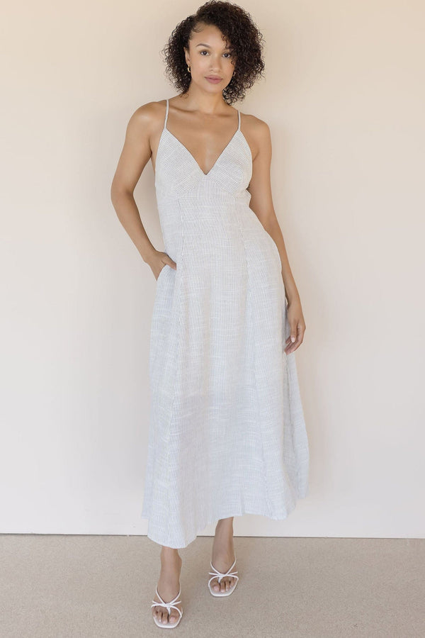 Ivy Open Back Linen Maxi Dress