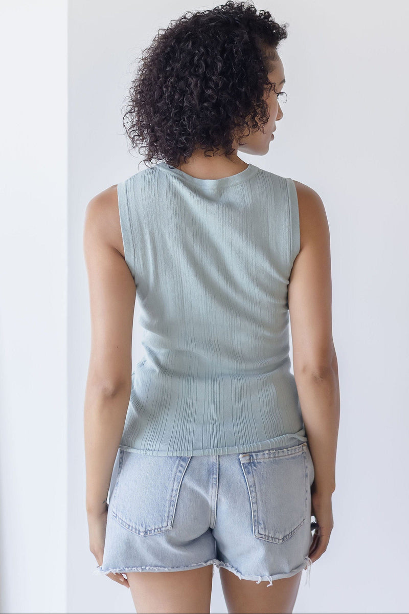 Estefania Lace Up Linen Knit Tank