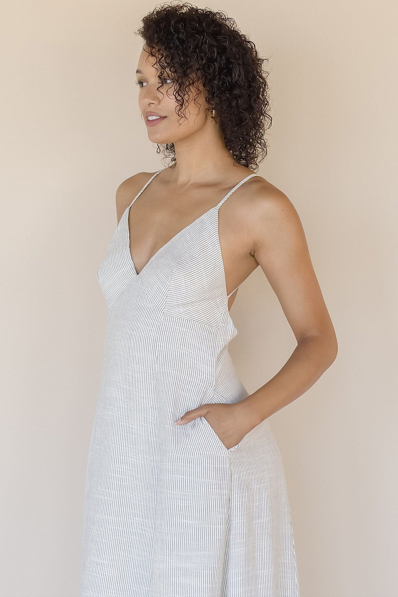 Ivy Open Back Linen Maxi Dress
