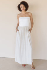 Celeste Linen Mix Tube Top Midi Dress