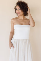 Celeste Linen Mix Tube Top Midi Dress