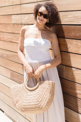 Celeste Linen Mix Tube Top Midi Dress