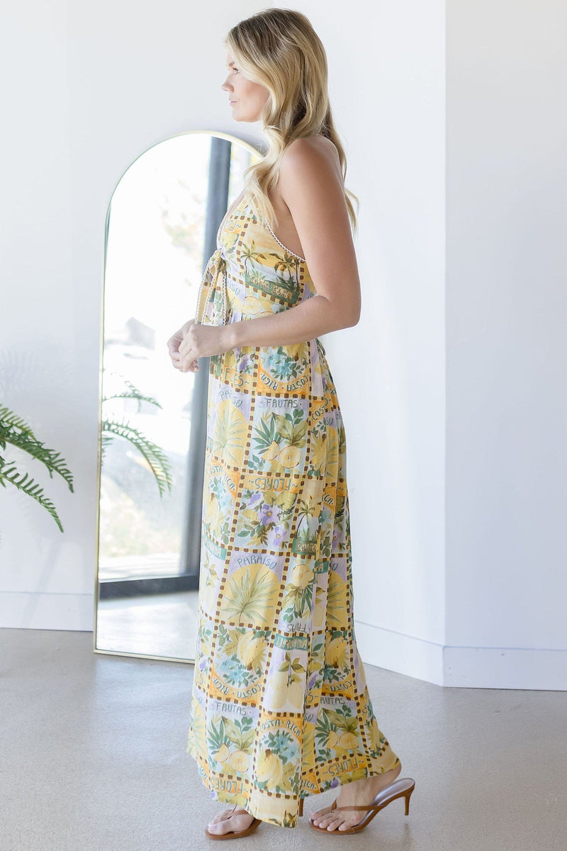 Sweet Capri Tie Front Maxi Dress