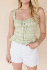 Sage Blossom Eyelet Smocked Top