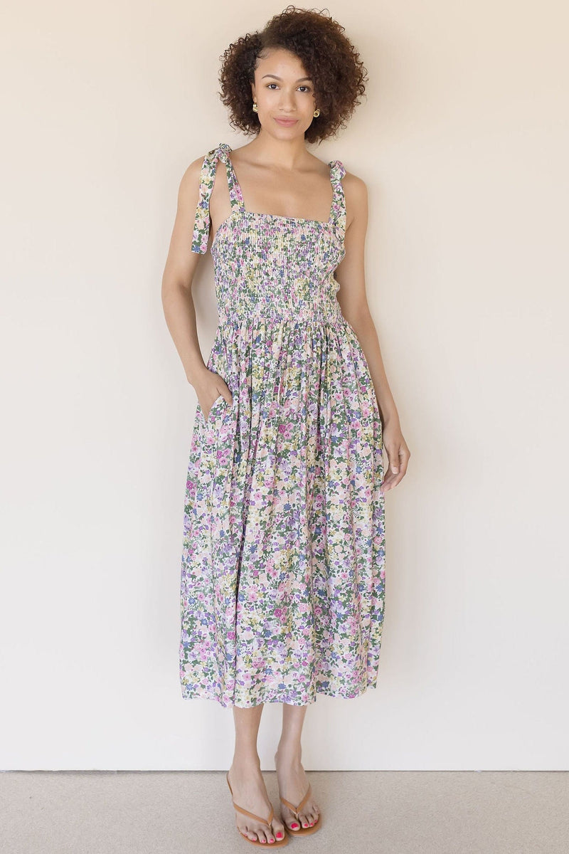 Spring Fling Smocked Floral Midi Dress