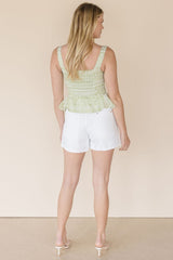 Sage Blossom Eyelet Smocked Top