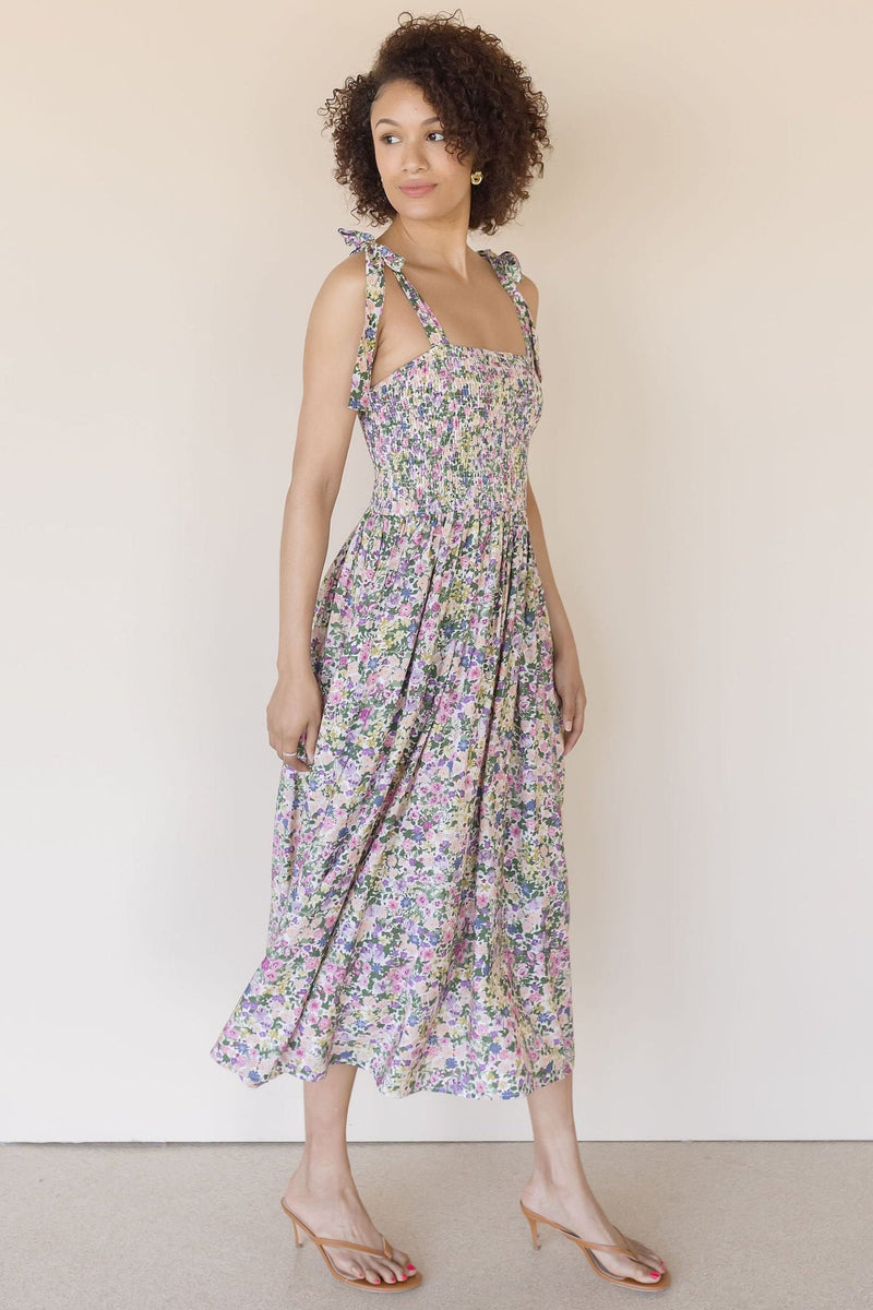 Spring Fling Smocked Floral Midi Dress