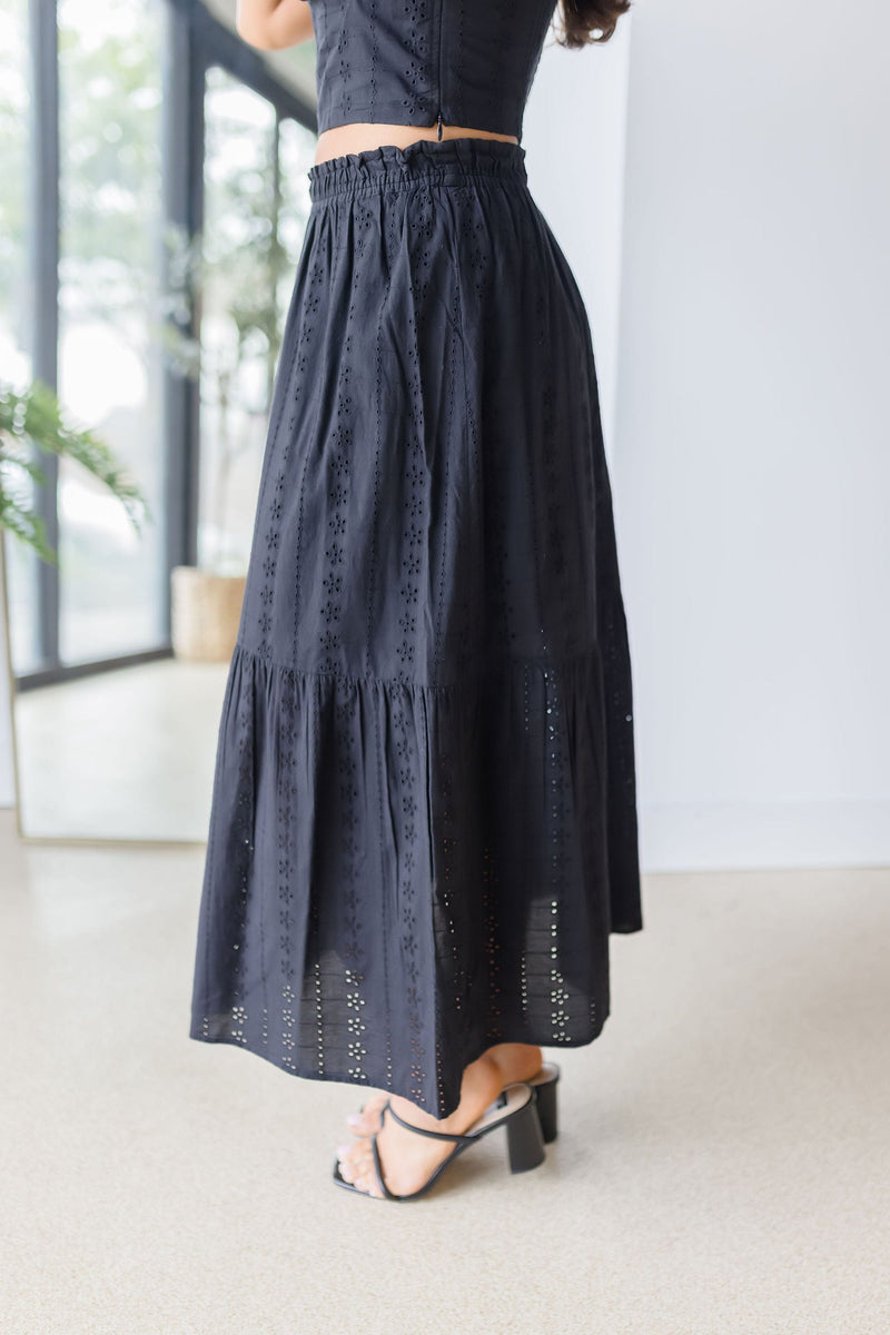 Madrid Eyelet Midi Skirt