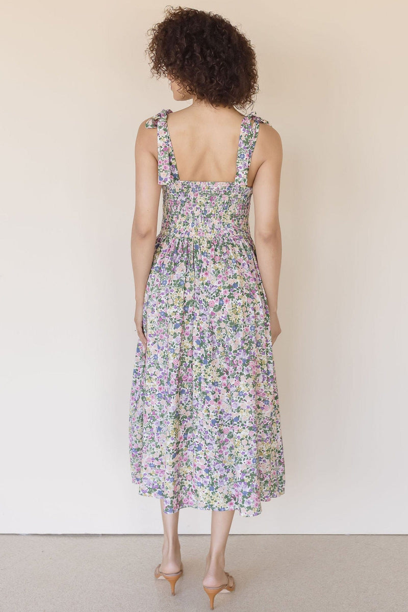 Spring Fling Smocked Floral Midi Dress