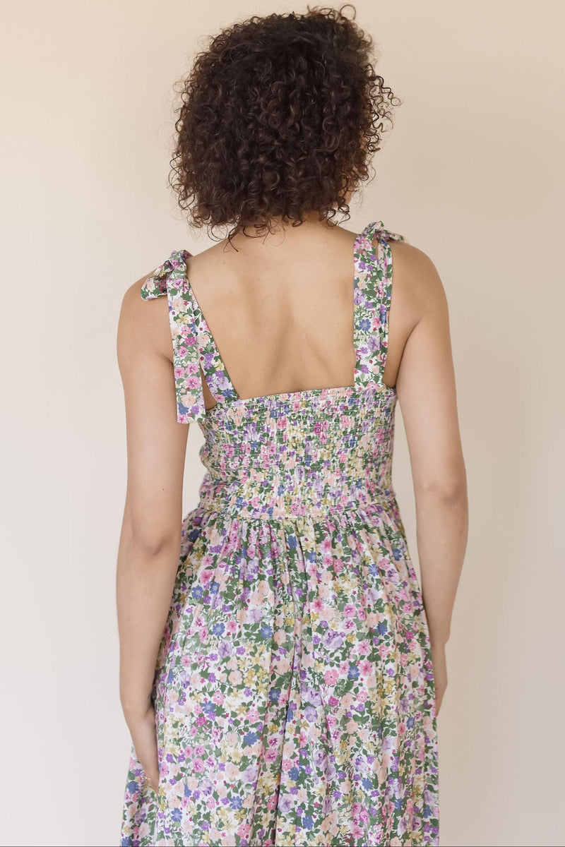 Spring Fling Smocked Floral Midi Dress