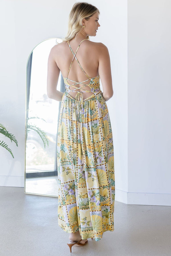 Sweet Capri Tie Front Maxi Dress