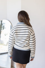 Maribelle Stripe Knit & Denim Cardigan