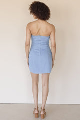 Mazzei Strapless Denim Mini Dress