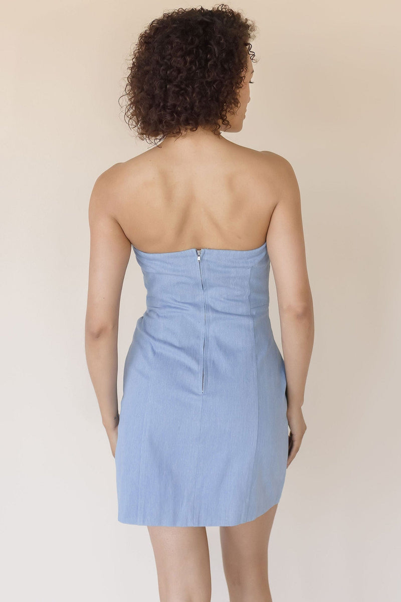 Mazzei Strapless Denim Mini Dress