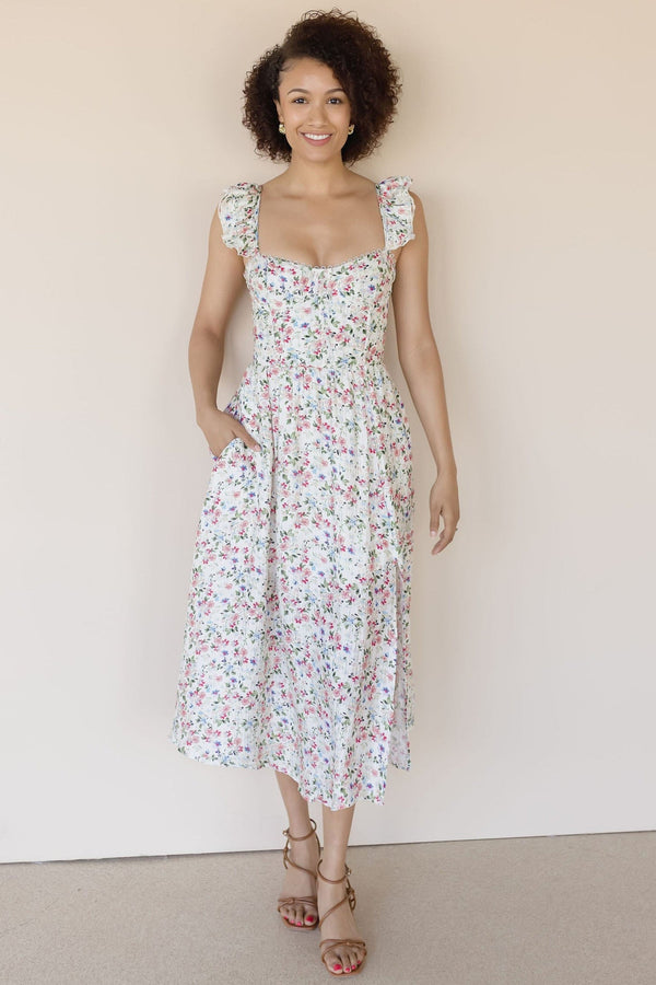 Wedelia Floral Bustier Midi Dress