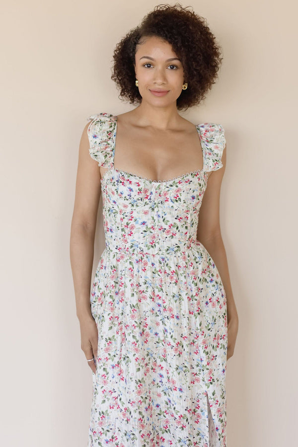 Wedelia Floral Bustier Midi Dress