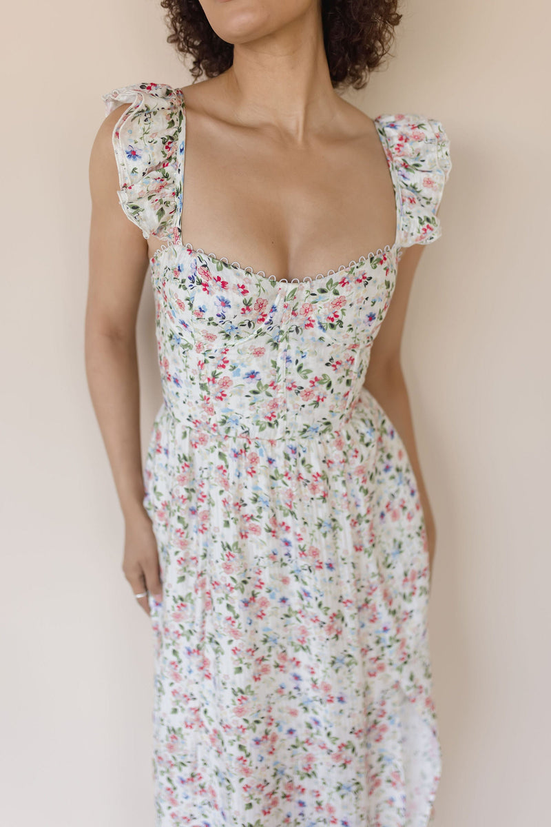 Wedelia Floral Bustier Midi Dress