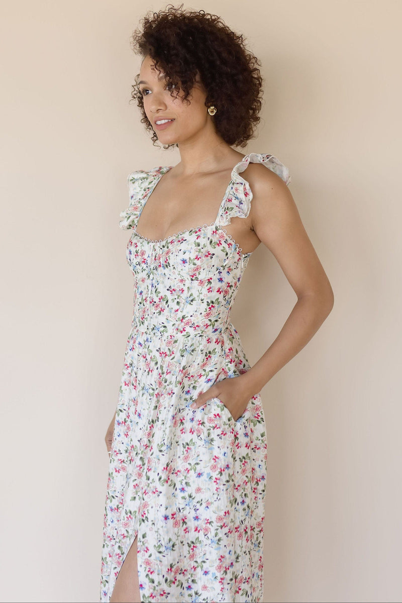 Wedelia Floral Bustier Midi Dress