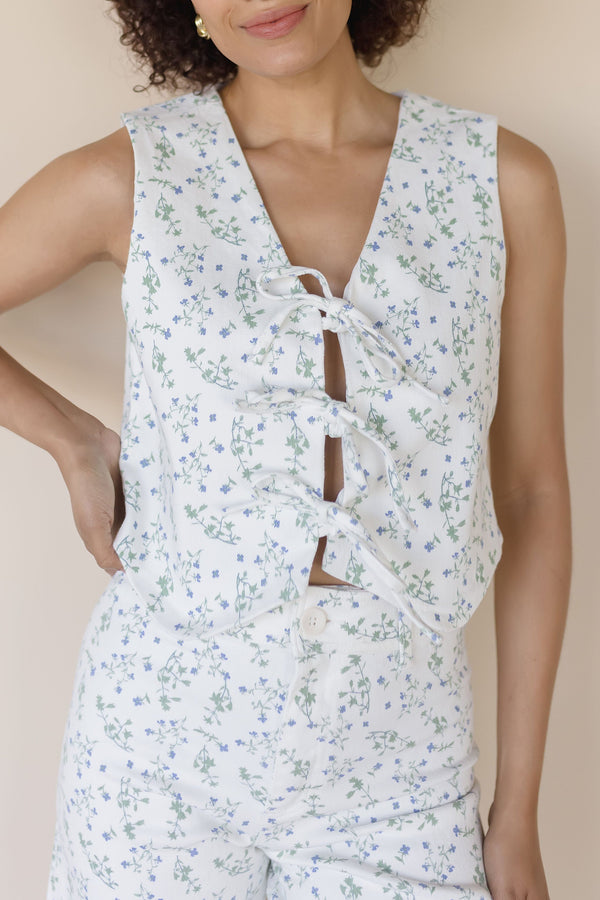 Lila Tie Front Floral Vest
