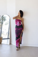 Huda Strapless Mesh Maxi Dress