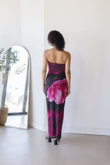 Huda Strapless Mesh Maxi Dress