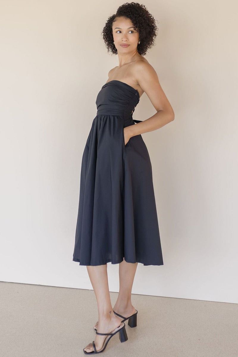 Kate Fit And Flare Back Tie Midi Dress