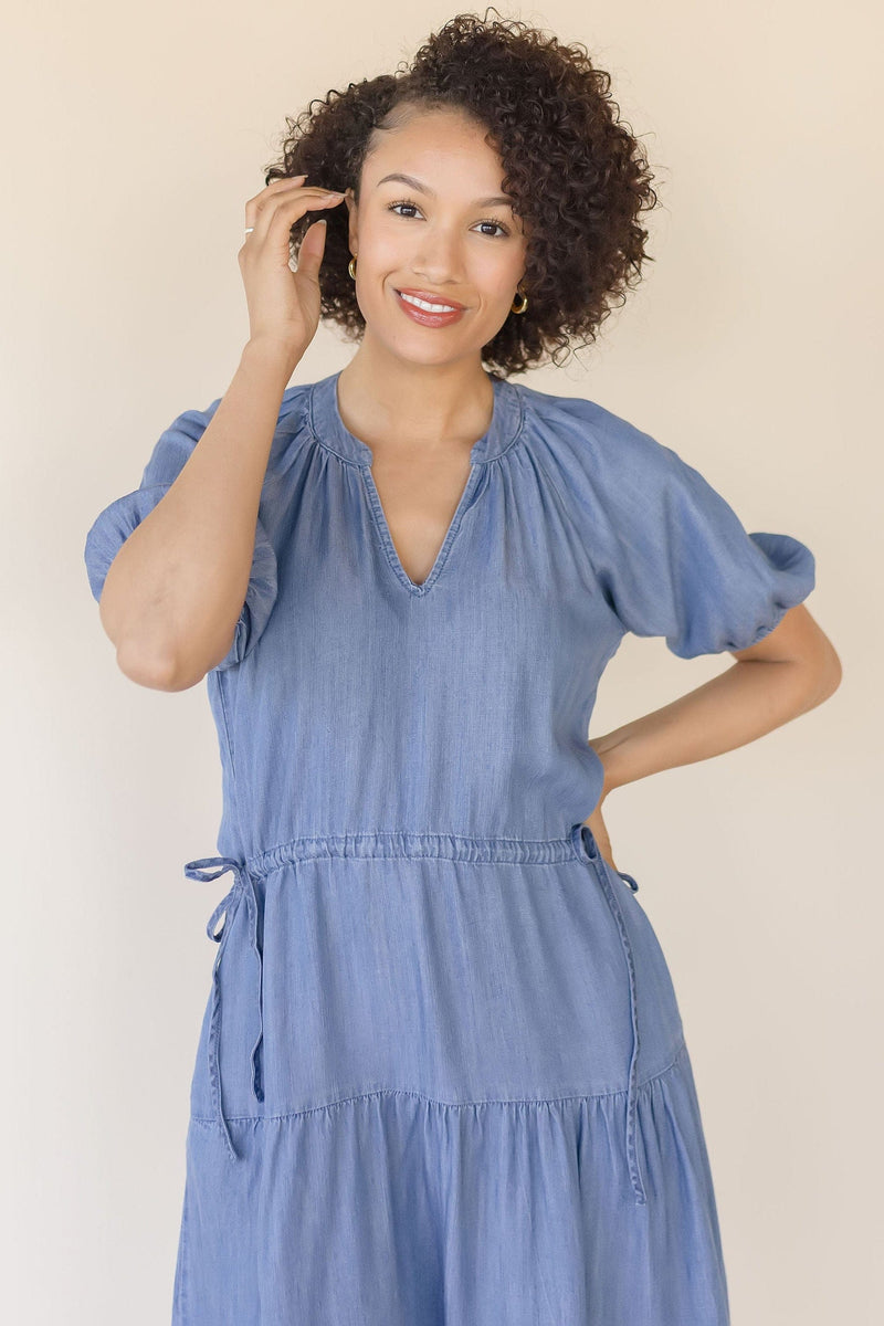 Cassie Puffed Sleeve Midi Dress