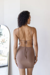 Mira Cowl Neck Open Back Mini Dress