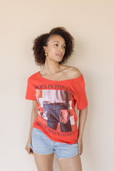 Bruce Springsteen Born In The USA Off The Shoulder Tee