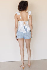 Baylin Eyelet Peplum Corset Top