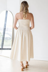 Strada Strapless Ruched Midi Dress