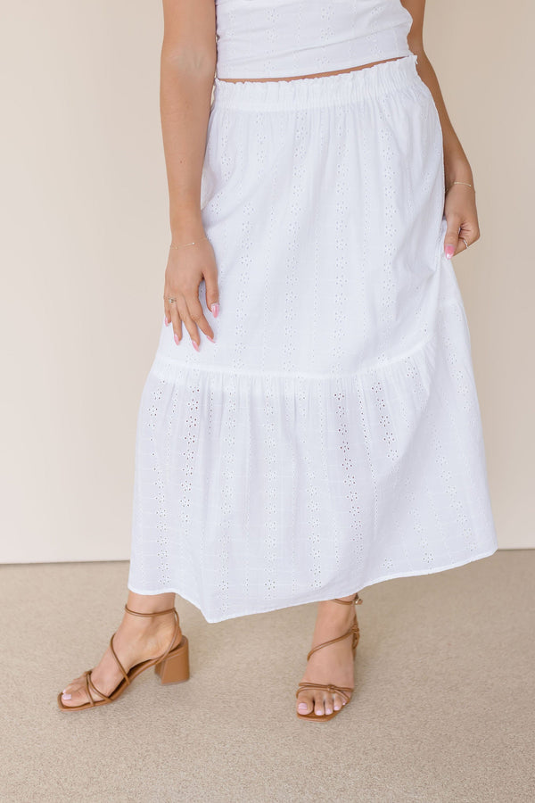 Madrid Eyelet Midi Skirt