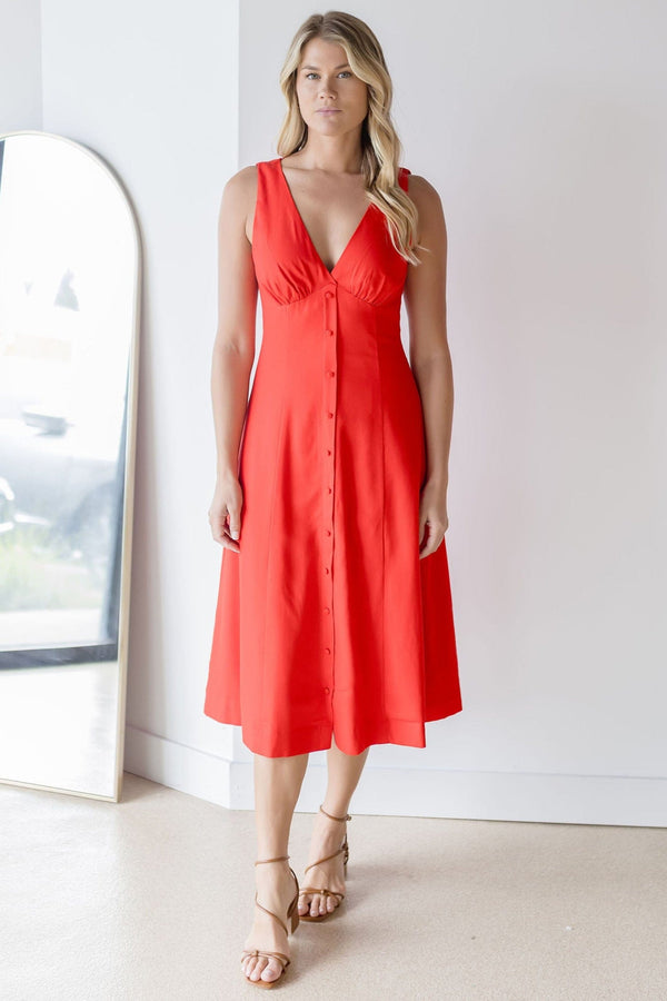 Scarlet Linen Midi