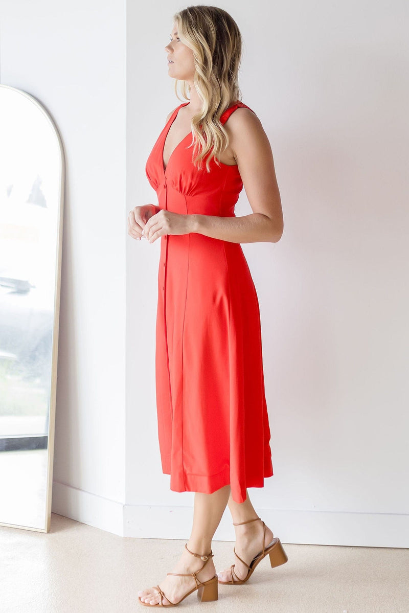 Scarlet Linen Midi