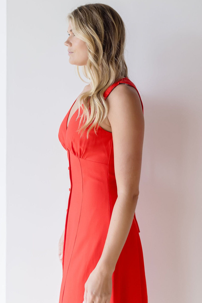 Scarlet Linen Midi
