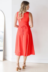 Scarlet Linen Midi