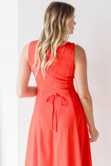 Scarlet Linen Midi