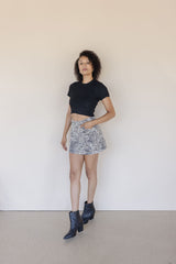 Shay Leopard Denim Mini Skirt
