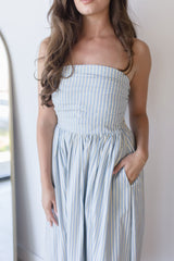 Ashford Strapless Striped Midi Dress