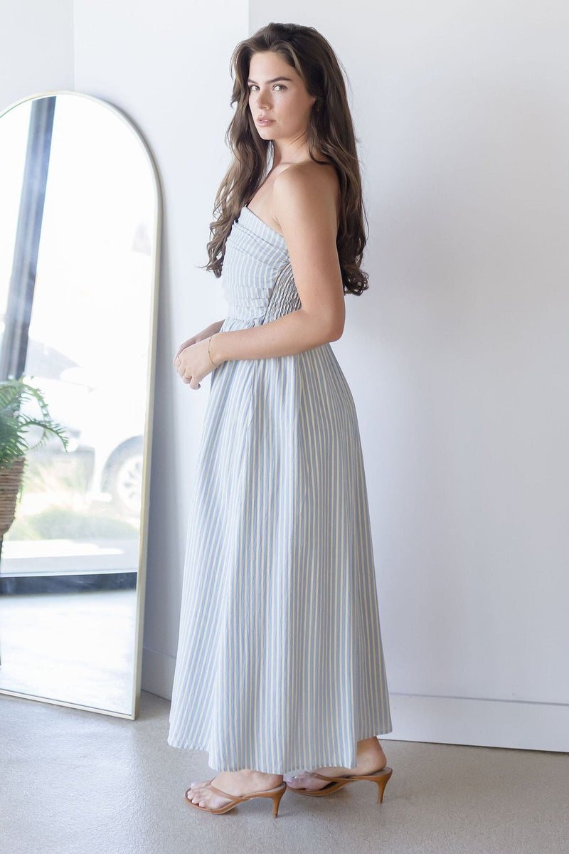 Ashford Strapless Striped Midi Dress