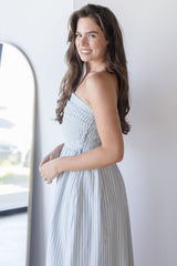 Ashford Strapless Striped Midi Dress