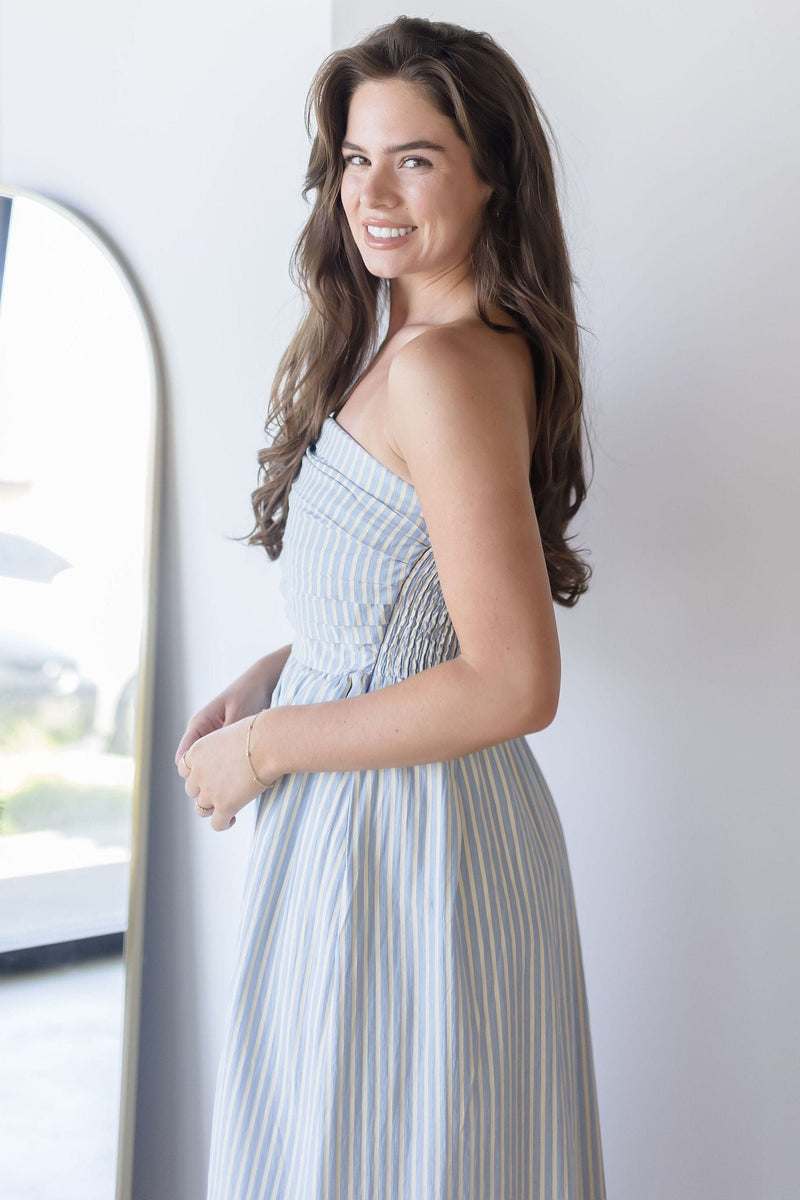 Ashford Strapless Striped Midi Dress