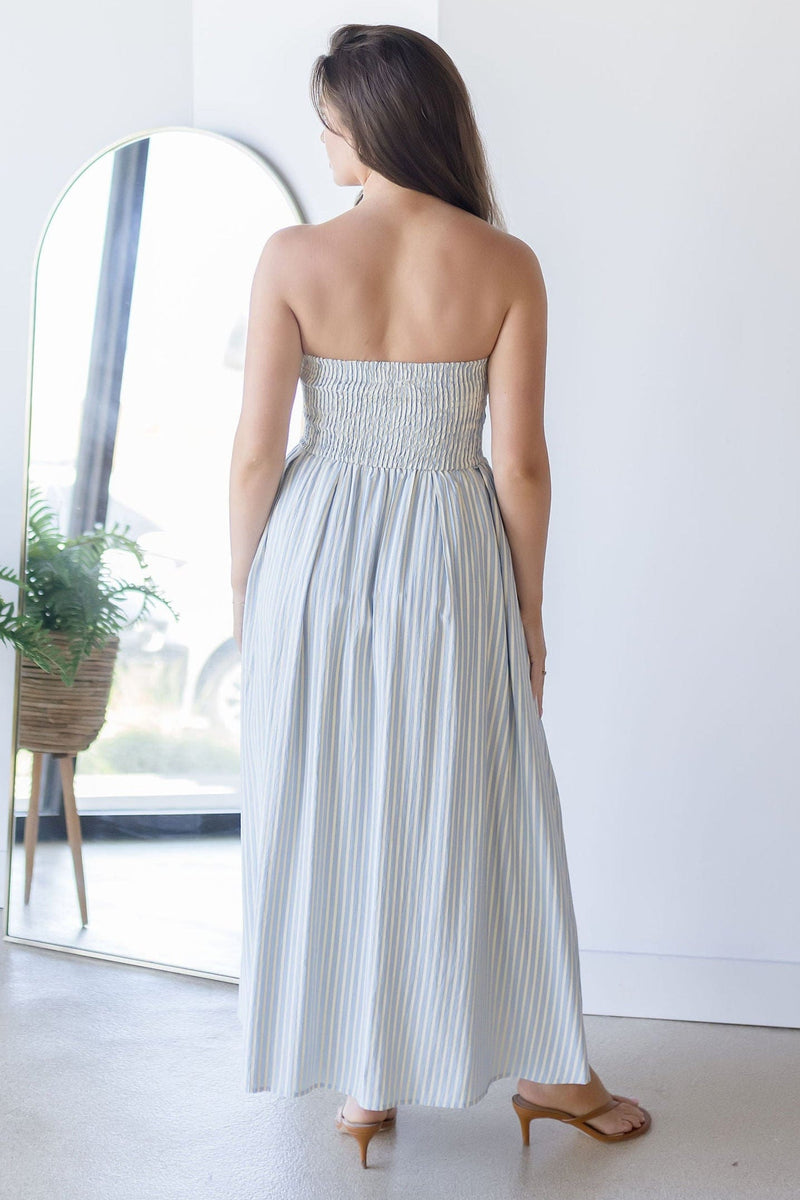 Ashford Strapless Striped Midi Dress