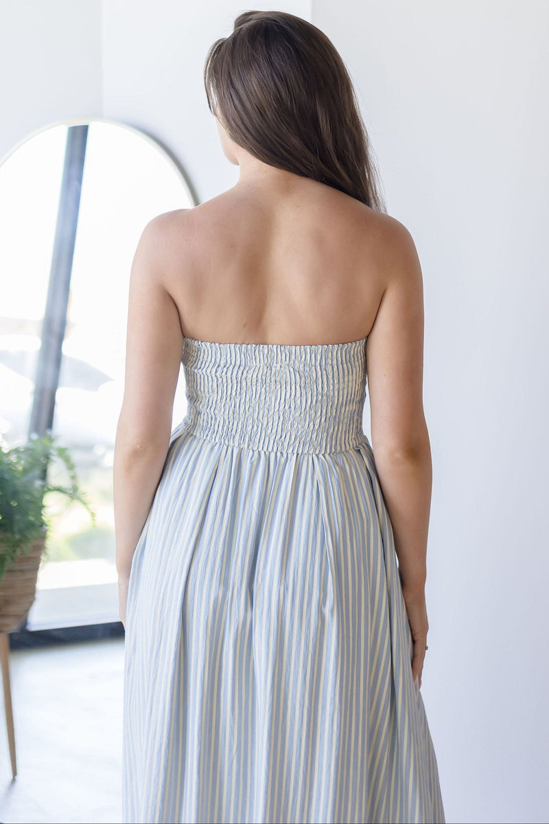 Ashford Strapless Striped Midi Dress