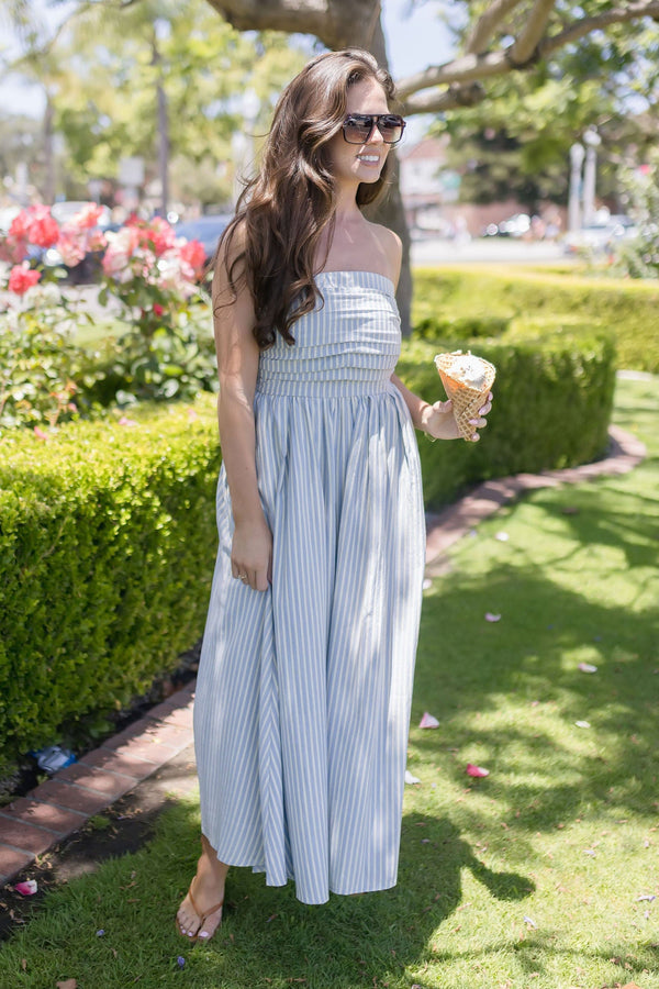 Ashford Strapless Striped Midi Dress