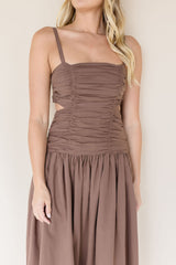 Calle Ruched Drop Waist Midi Dress