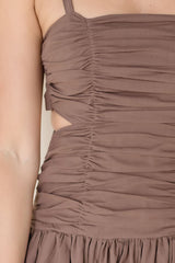 Calle Ruched Drop Waist Midi Dress
