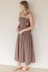 Calle Ruched Drop Waist Midi Dress